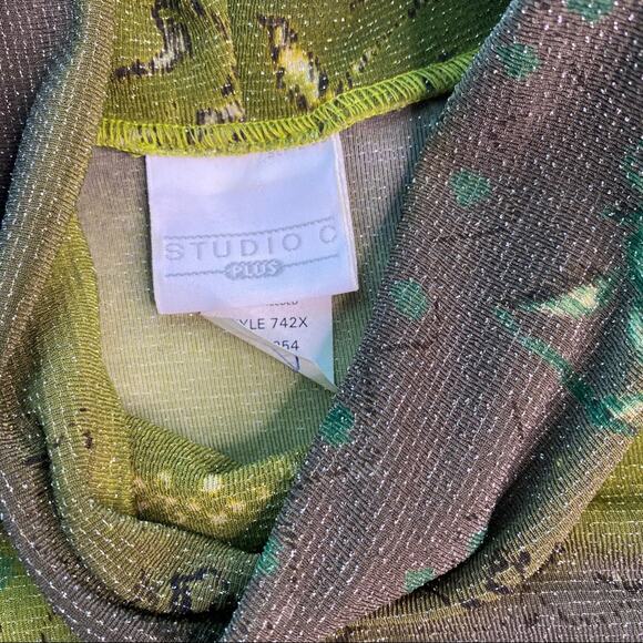 Studio C Green Floral Print Sparkle Tank 14/16 - Picture 2 of 8